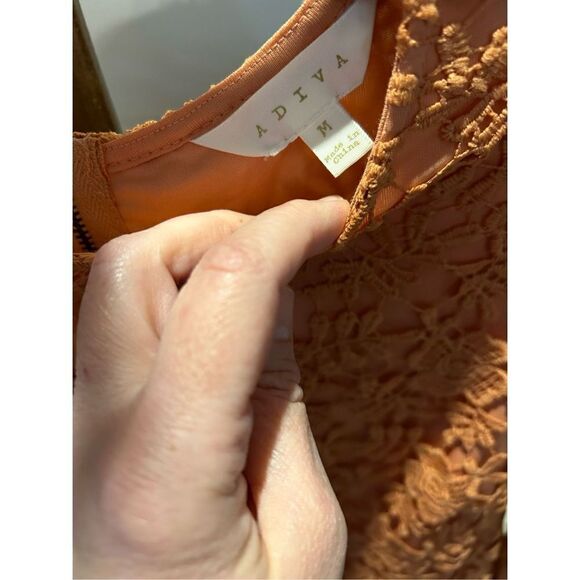 Women’s Adiva Antropologie Crochet Lace Layered Elegant Boho Top Blouse. Coral C - Picture 3 of 8